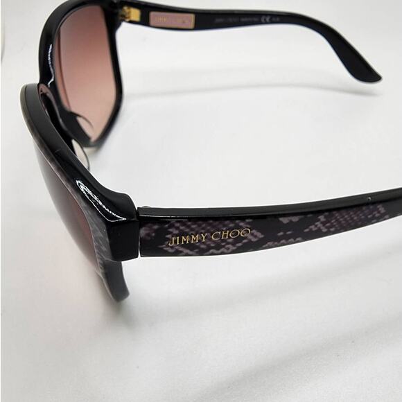 Jimmy Choo Cass Snakeskin Pattern Oversized Sunglasses Black & Silver - Picture 5 of 6
